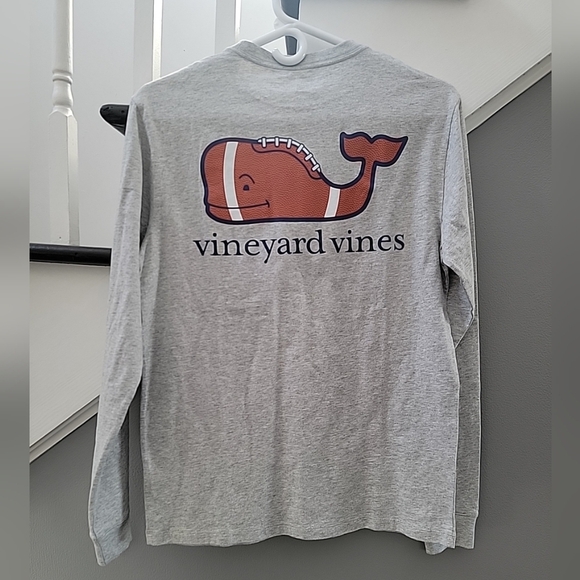 Vineyard Vines Crew Neck Football Tee Men's XSmall Gray Long Sleeve 100% Cotton - Picture 3 of 5